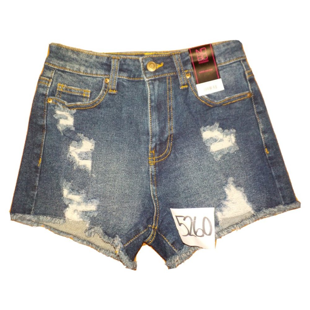 NWT NoBo Curvy Mom Shorts Destroyed Dark Blue Denim Raw Hems Jr. Womens (25x2)